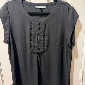 Daniel Rainn Black Blouse with Embroidered Detail